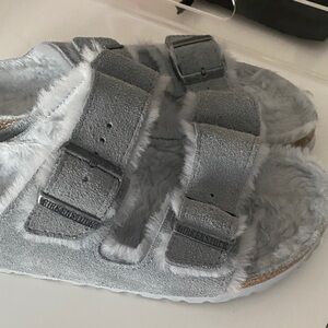Birkenstock Grey Suede Arizona with Grey Shearling